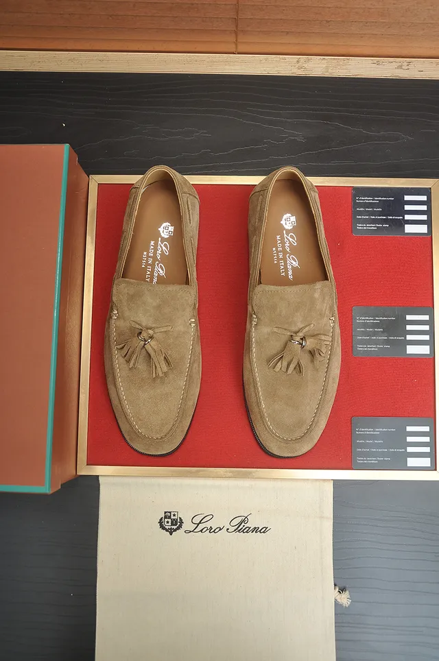 Loro Piana Beige Noir Frange Daim Empeigne Loafers 5