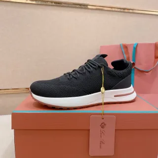 Loro Piana Black Pink Knit Upper Layered Midsole Sneakers