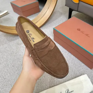 Loro Piana LP Dots Walk Brown Suede Loafers