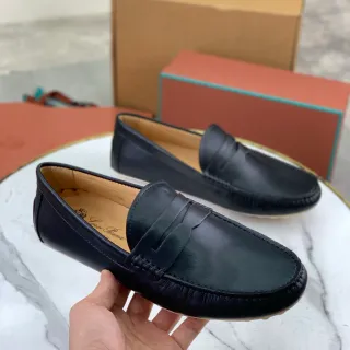 Loro Piana Penny Loafer Black Smooth Leather Loafers