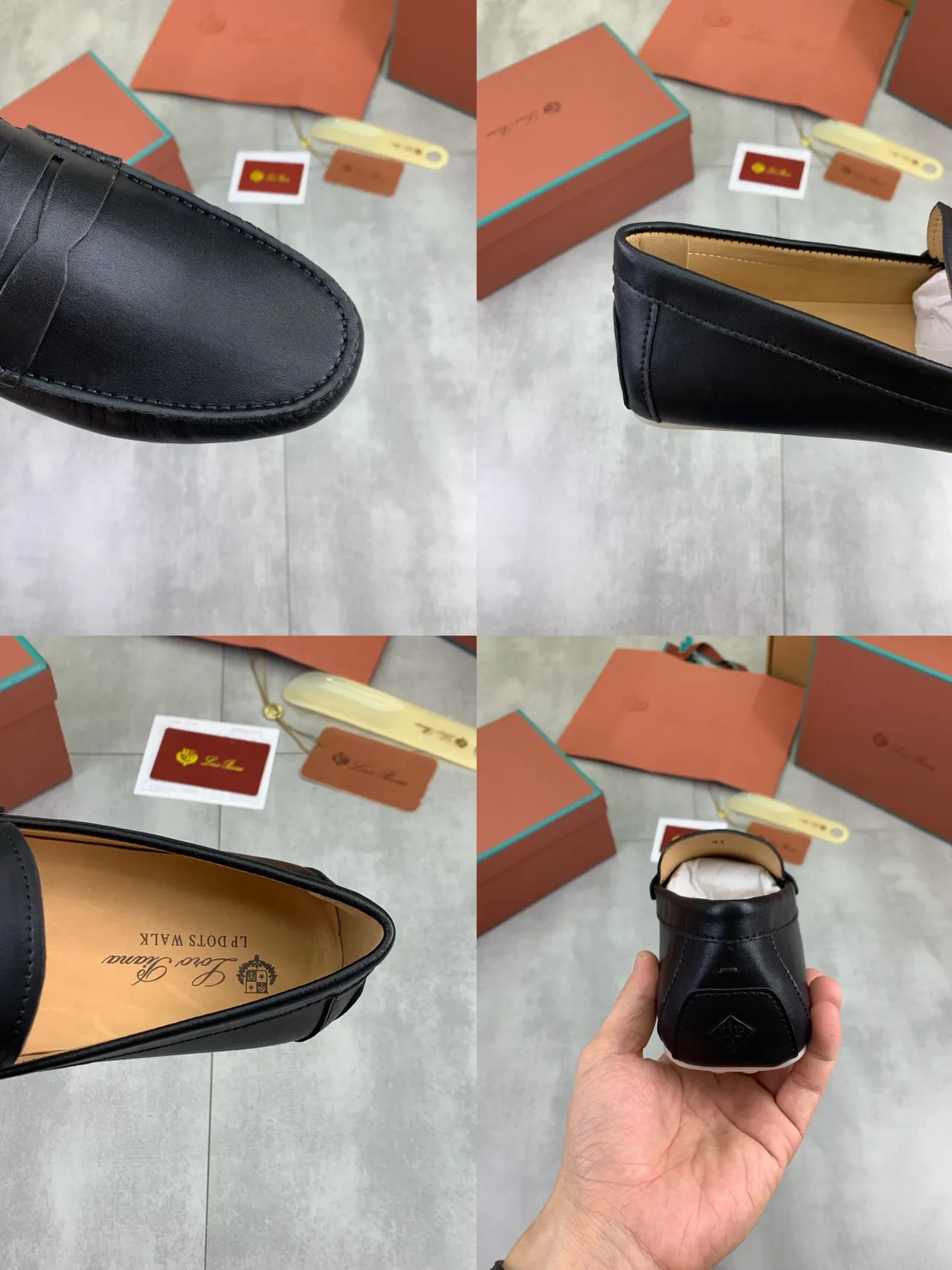 Loro Piana Penny Loafer Mocassins Noirs en Cuir Lisse 2