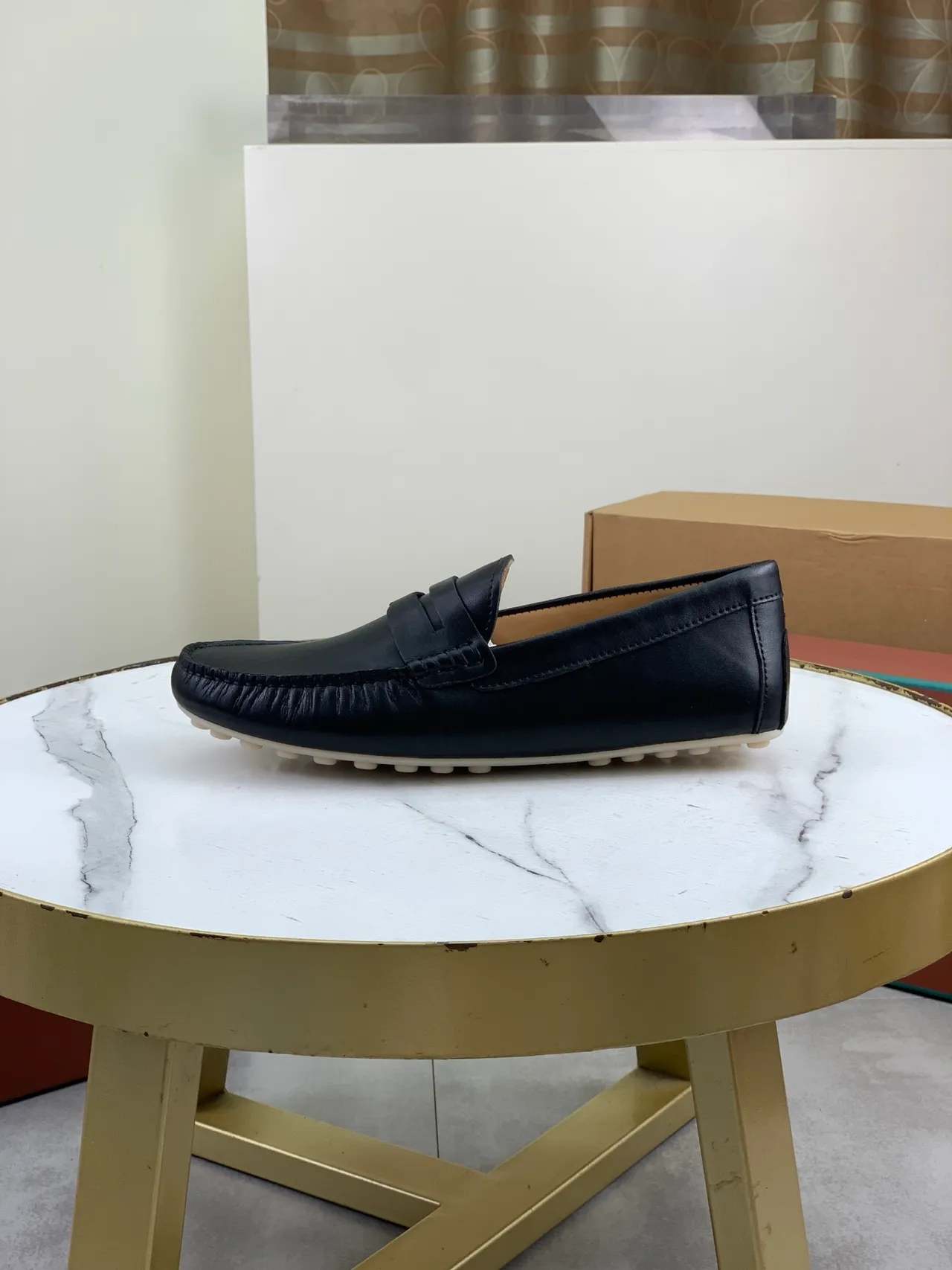 Loro Piana Penny Loafer Mocassins Noirs en Cuir Lisse 5