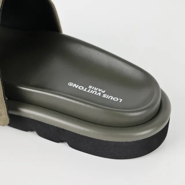 Louis Vuitton Army Green Black Monogrammed Quilted Strap Layered Rubber Sole Slippers 4
