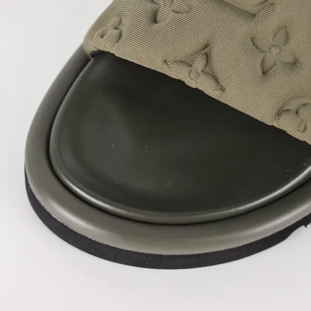 Louis Vuitton Army Green Black Monogrammed Quilted Strap Layered Rubber Sole Slippers 5