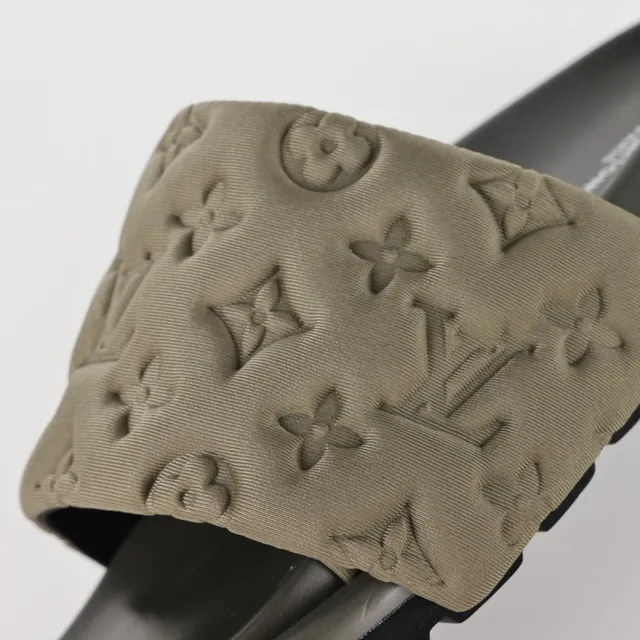 Louis Vuitton Army Green Black Monogrammed Quilted Strap Layered Rubber Sole Slippers 6
