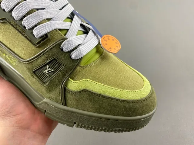 Louis Vuitton Army Green Chunky Sculpted Sole Layered Textile-Suede Upper Lifestyle Sneakers 2