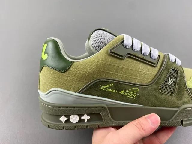 Louis Vuitton Army Green Chunky Sculpted Sole Layered Textile-Suede Upper Lifestyle Sneakers 3