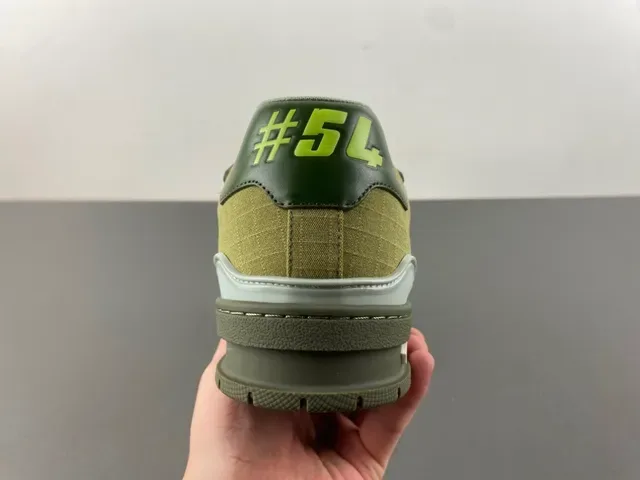 Louis Vuitton Army Green Chunky Sculpted Sole Layered Textile-Suede Upper Lifestyle Sneakers 4