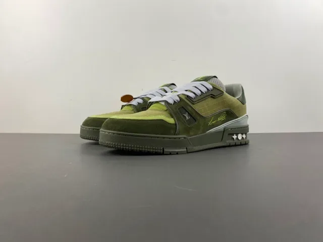 Louis Vuitton Army Green Chunky Sculpted Sole Layered Textile-Suede Upper Lifestyle Sneakers 10