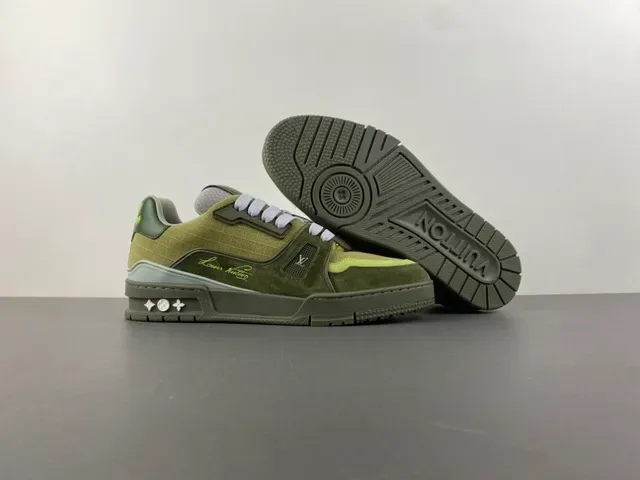 Louis Vuitton Army Green Chunky Sculpted Sole Layered Textile-Suede Upper Lifestyle Sneakers 12