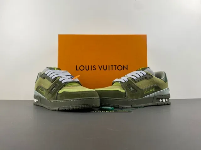 Louis Vuitton Army Green Chunky Sculpted Sole Layered Textile-Suede Upper Lifestyle Sneakers 13
