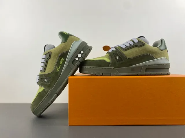 Louis Vuitton Army Green Chunky Sculpted Sole Layered Textile-Suede Upper Lifestyle Sneakers 14