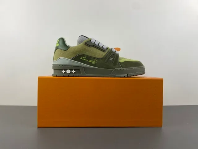 Louis Vuitton Army Green Chunky Sculpted Sole Layered Textile-Suede Upper Lifestyle Sneakers 15