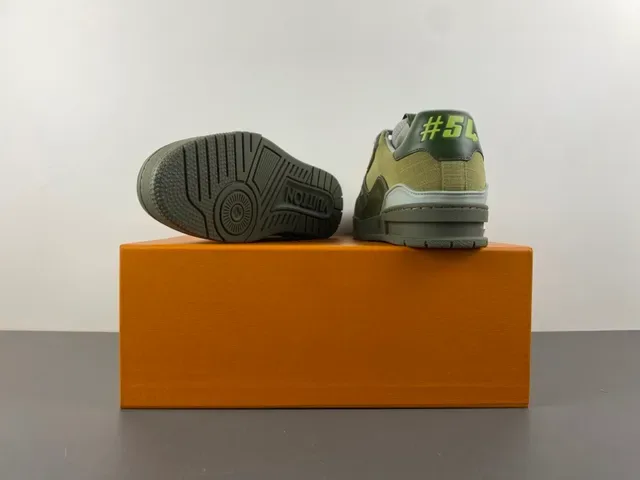 Louis Vuitton Army Green Chunky Sculpted Sole Layered Textile-Suede Upper Lifestyle Sneakers 16
