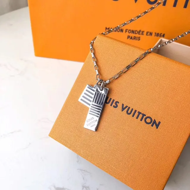 Louis Vuitton Barcode Collection Silver Tone Chain Necklace 8