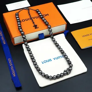 Louis Vuitton Beaded Monogram Pendant Necklace