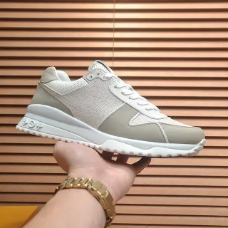 Louis Vuitton Beige White Low-Top Mixed-Material Upper Lifestyle Sneakers