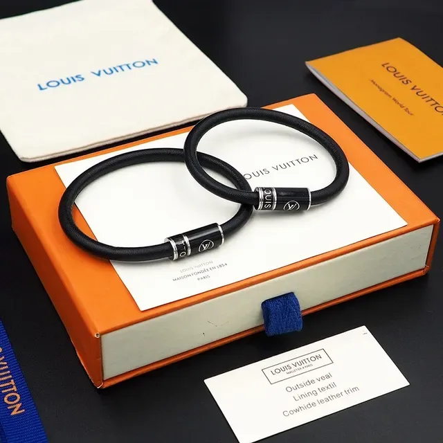 Louis Vuitton Black Blue Braided Textile Cord Multi-Tone Bracelet 2
