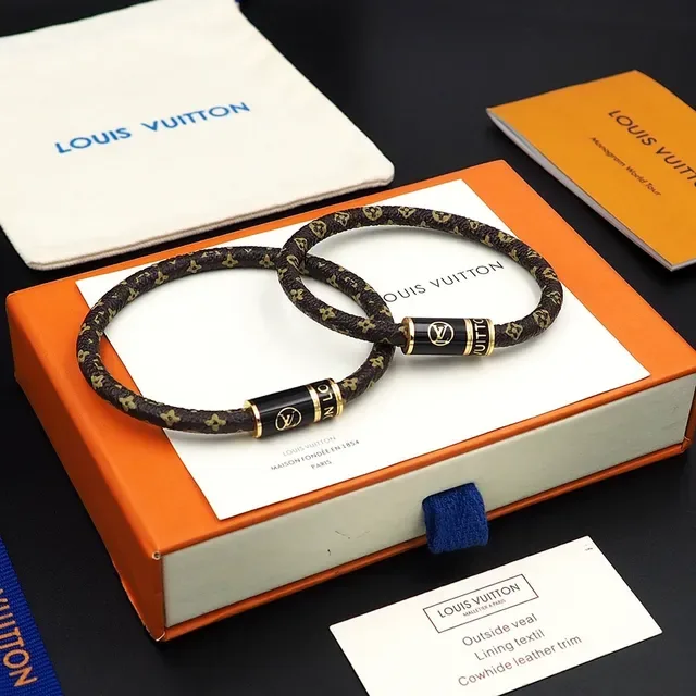 Louis Vuitton Black Blue Braided Textile Cord Multi-Tone Bracelet 4