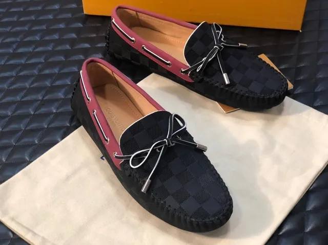 Louis Vuitton Noir Bordeaux Damier Graphite Toile Damier Détail Nœud Avant Mocassin 3