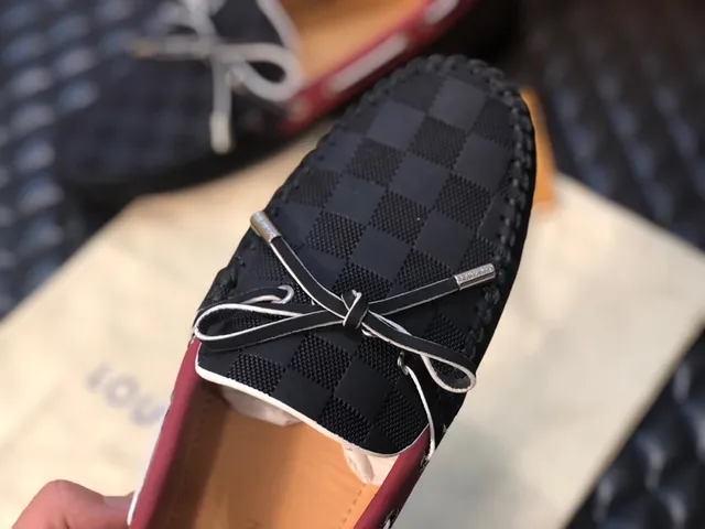 Louis Vuitton Noir Bordeaux Damier Graphite Toile Damier Détail Nœud Avant Mocassin 4