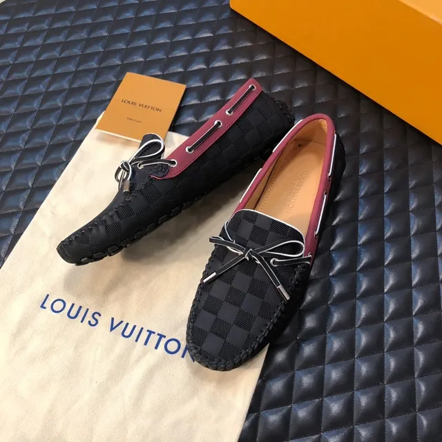 Louis Vuitton Noir Bordeaux Damier Graphite Toile Damier Détail Nœud Avant Mocassin 5
