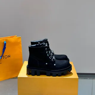 Louis Vuitton Black Chunky Lug Sole Ankle Boots