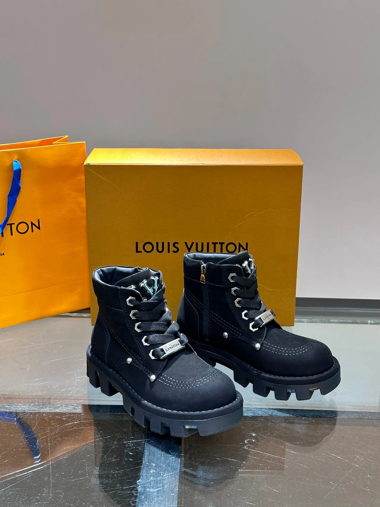 Louis Vuitton Black Chunky Lug Sole Ankle Boots 4