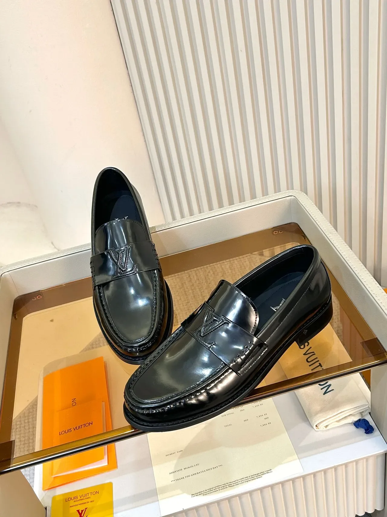 Louis Vuitton Black Glossy Patent Leather Monogrammed Strap Loafer 4