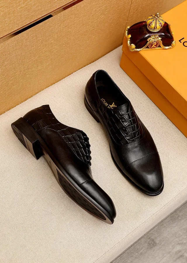 Louis Vuitton Chaussures Oxford Noir Or Cap-Toe Croc-Embossed Quarters 3