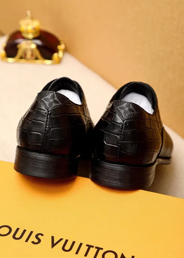 Louis Vuitton Chaussures Oxford Noir Or Cap-Toe Croc-Embossed Quarters 6