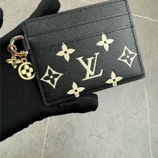 Louis Vuitton Black Gold Textured Taurillon Leather Monogram And Floral Motif Print Card Holder