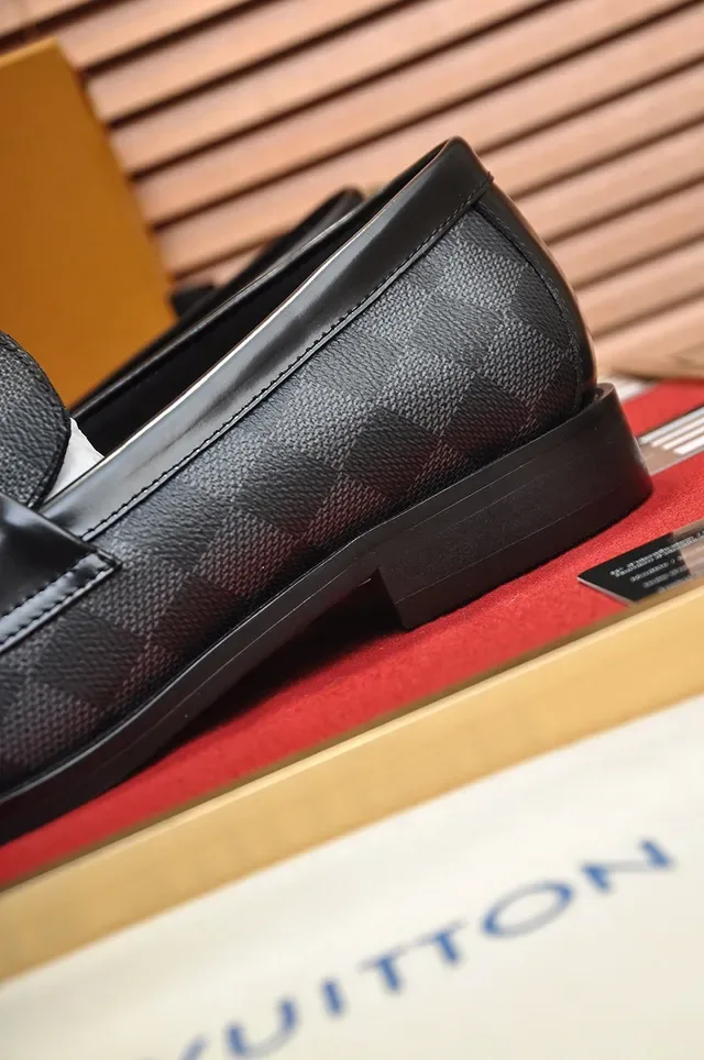 Louis Vuitton Black Gray Damier Graphite Canvas Leather Strap Loafer 3