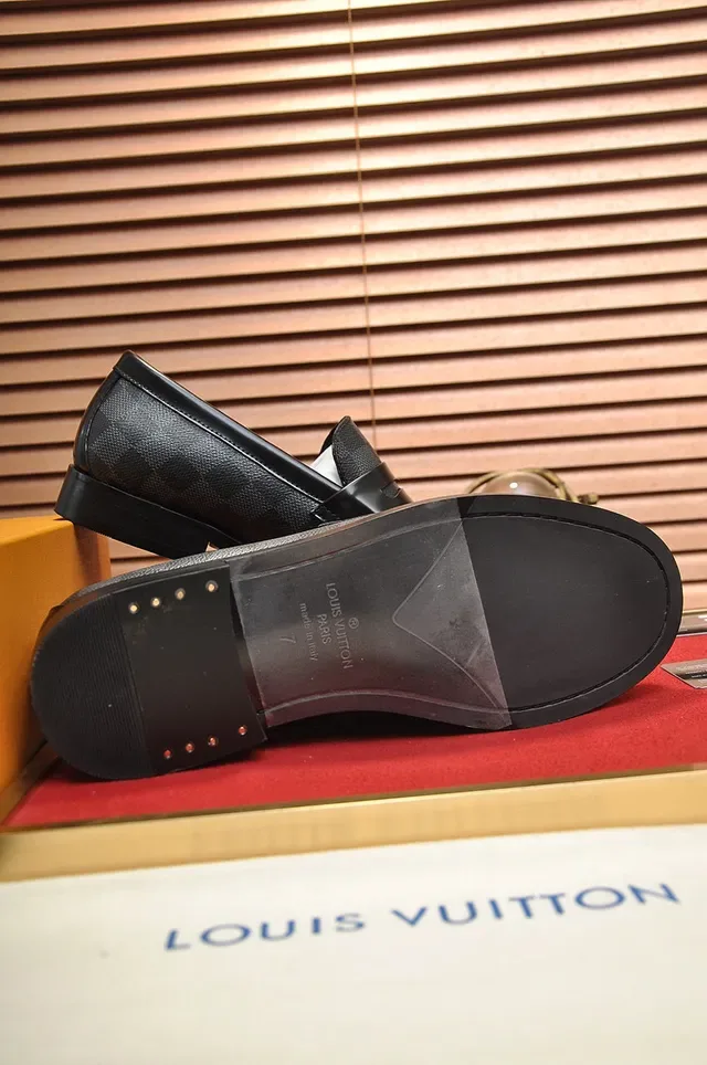 Louis Vuitton Black Gray Damier Graphite Canvas Leather Strap Loafer 5