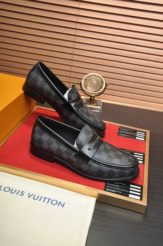 Louis Vuitton Black Gray Damier Graphite Canvas Leather Strap Loafer 6
