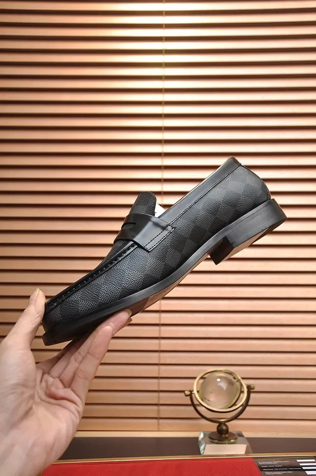 Louis Vuitton Black Gray Damier Graphite Canvas Leather Strap Loafer 7