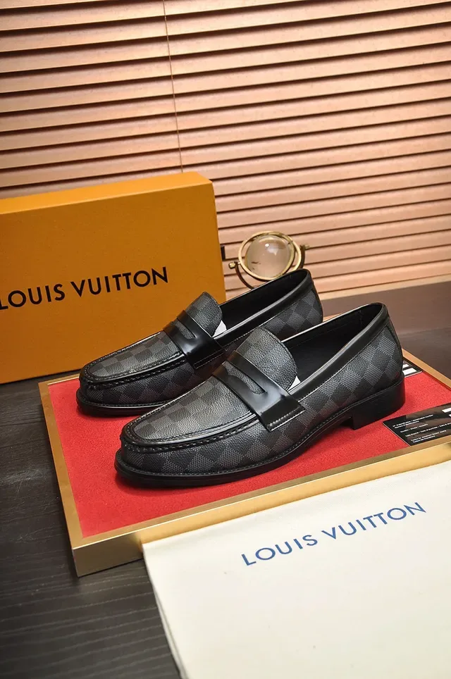 Louis Vuitton Black Gray Damier Graphite Canvas Leather Strap Loafer 8