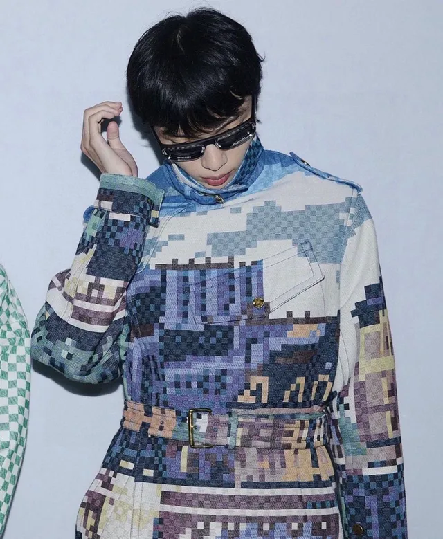 Louis Vuitton Black Green Checkered Jacquard Integrated Cape Hood Outerwear 8