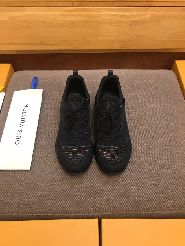 Louis Vuitton Black Orange Knit Upper Sculpted Rubber Sole Lifestyle Sneakers 2