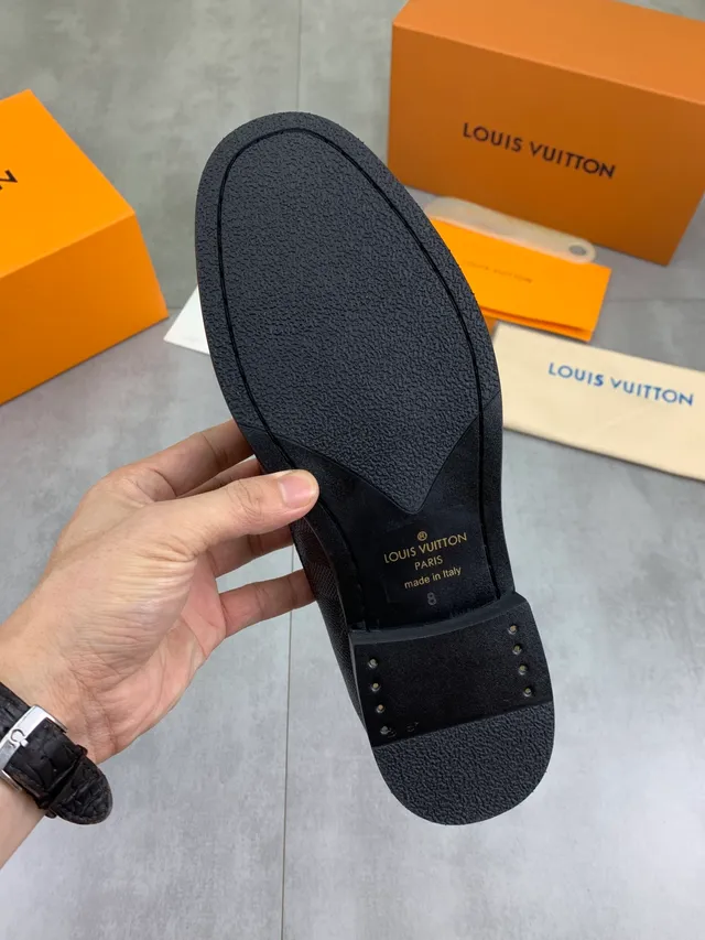 Louis Vuitton Black Pebbled Leather Strap Loafer 2