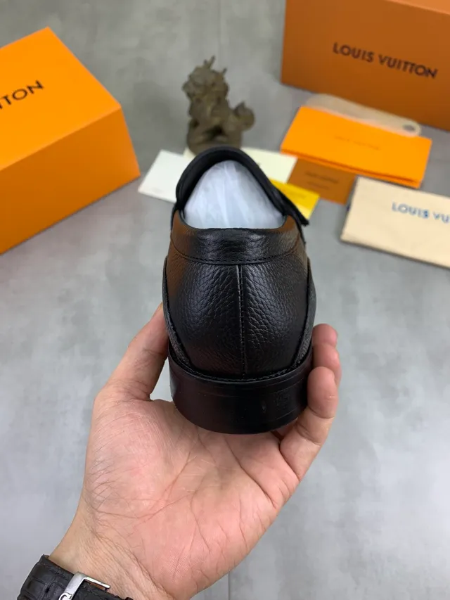 Louis Vuitton Black Pebbled Leather Strap Loafer 3