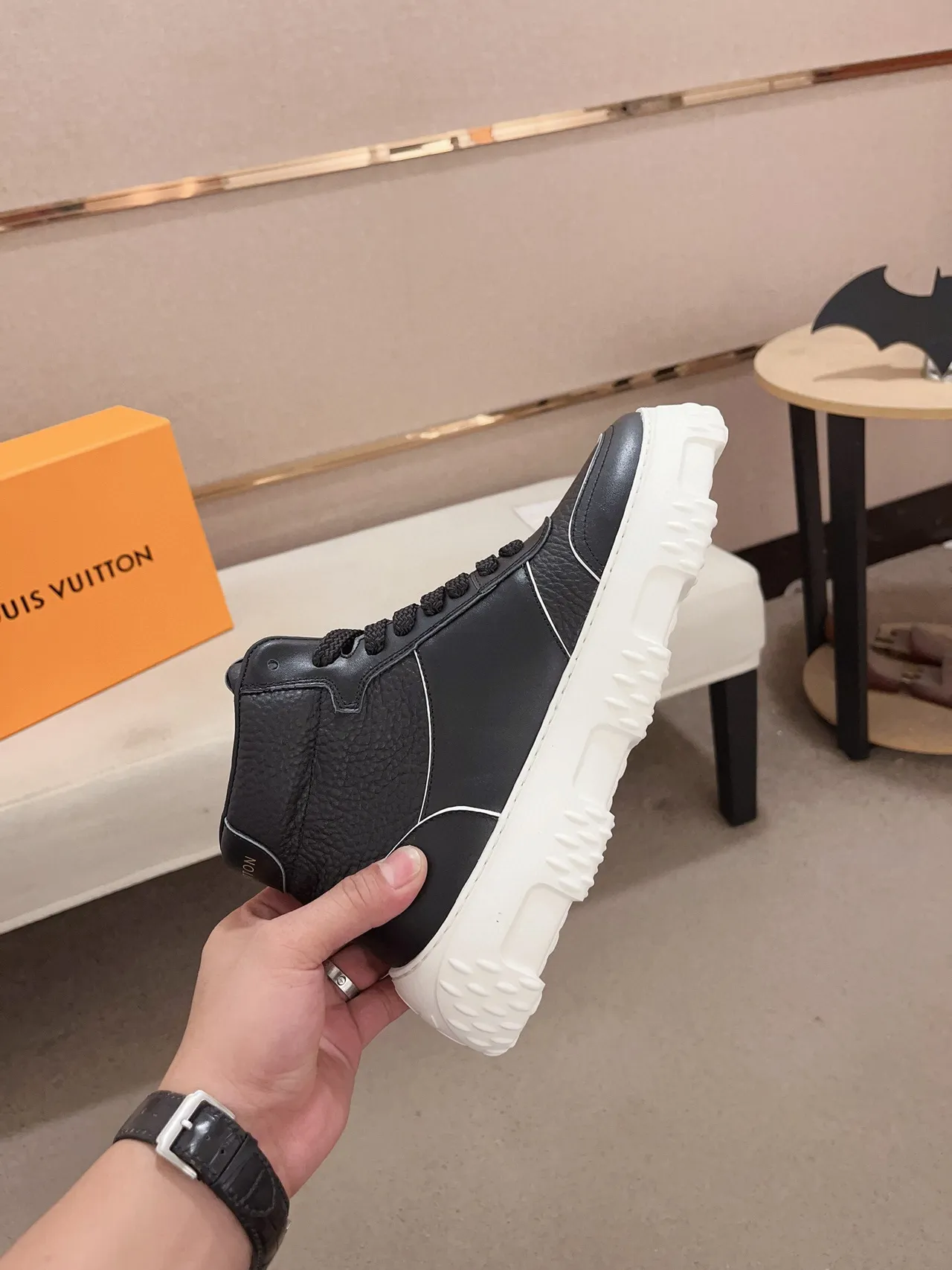 Louis Vuitton Black White High-Top Chunky Sole Lifestyle Sneakers 5