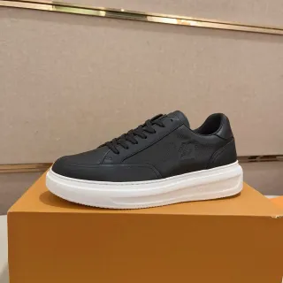 Louis Vuitton Black White Leather Upper Platform Sole Lifestyle Sneakers