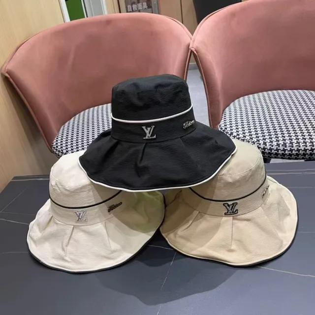 Louis Vuitton Black White Pleated Wide Brim Structured Crown Bucket Hat 2