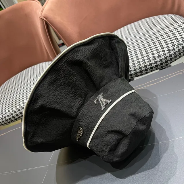 Louis Vuitton Black White Pleated Wide Brim Structured Crown Bucket Hat 5