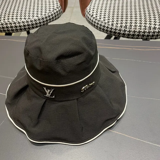 Louis Vuitton Black White Pleated Wide Brim Structured Crown Bucket Hat 9