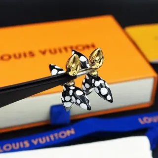 Louis Vuitton Black White Spiked Enamel Polka-Dot Earrings