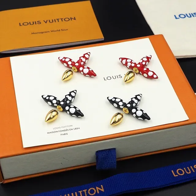 Louis Vuitton Black White Spiked Enamel Polka-Dot Earrings 3