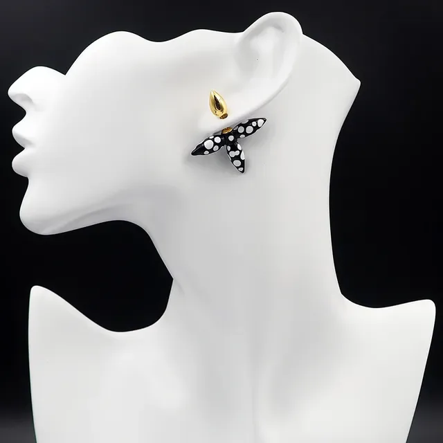 Louis Vuitton Black White Spiked Enamel Polka-Dot Earrings 6
