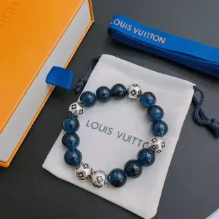 Louis Vuitton Blue and Silver Floral Bead Bracelet